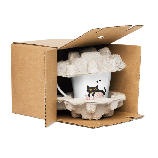 Black Cat Mug - Neko 猫 Yarn Ball Latte Mug 12oz Ceramic