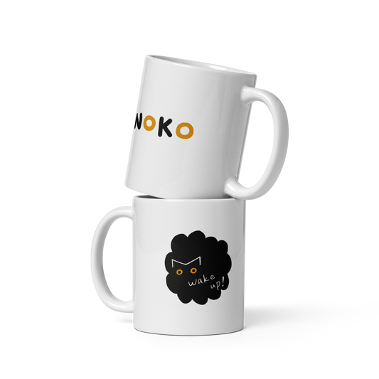 Black Cat Coffee Mug - Neko 猫 Mao 貓 Wake Up Mug 11oz