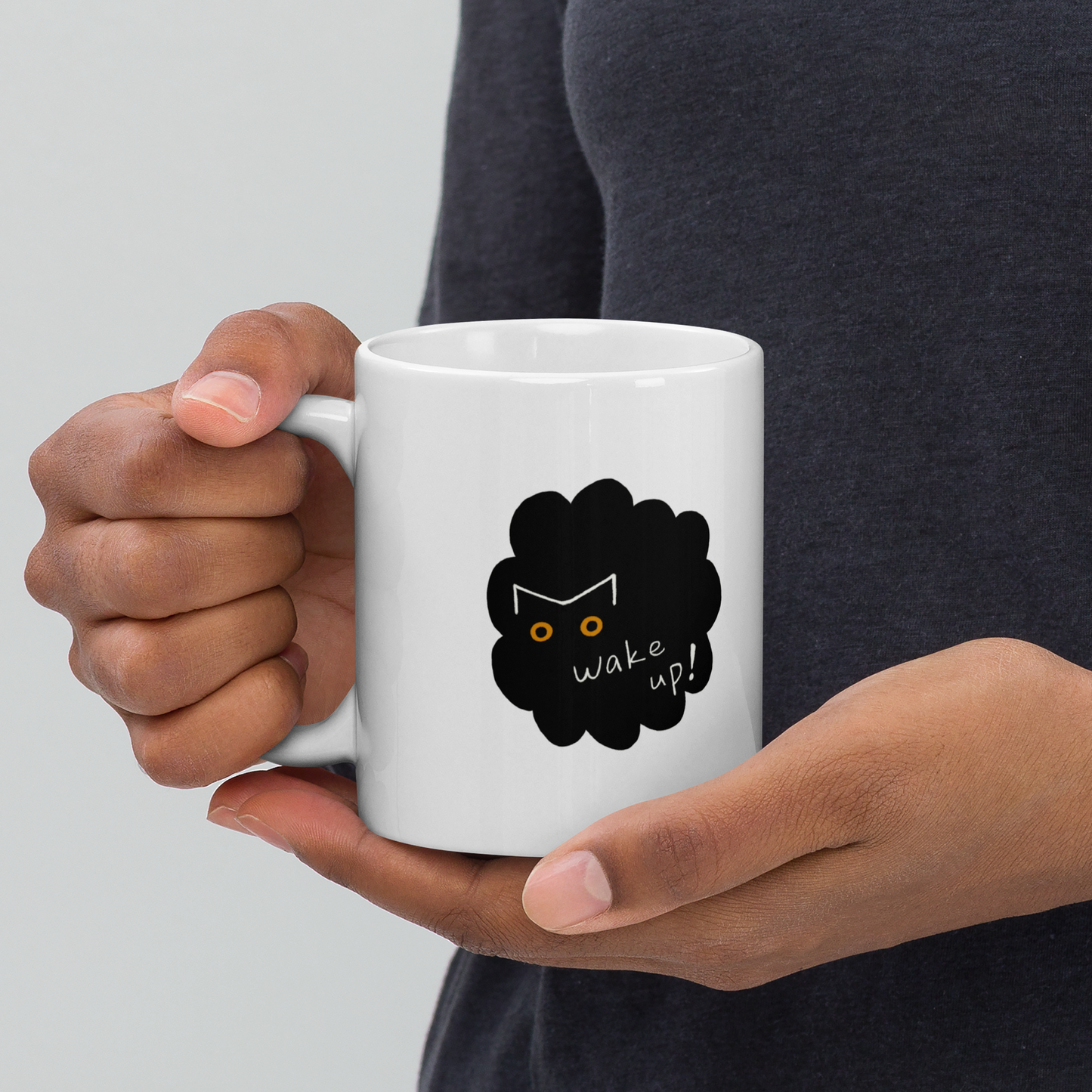 Black Cat Coffee Mug - Neko 猫 Mao 貓 Wake Up Mug 11oz