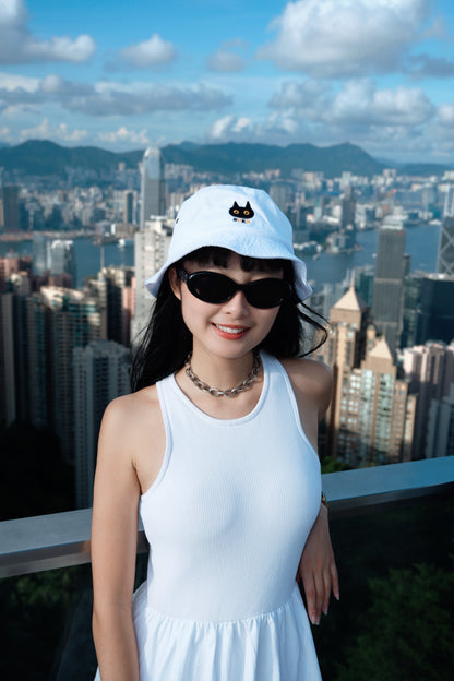 Black Cat Bucket Hat - Neko Cotton Hat
