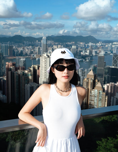 Black Cat Bucket Hat - Neko Cotton Hat