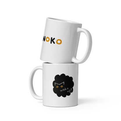 Black Cat Coffee Mug - Neko Wake Up Mug 11oz