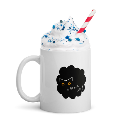 Black Cat Coffee Mug - Neko Wake Up Mug 11oz